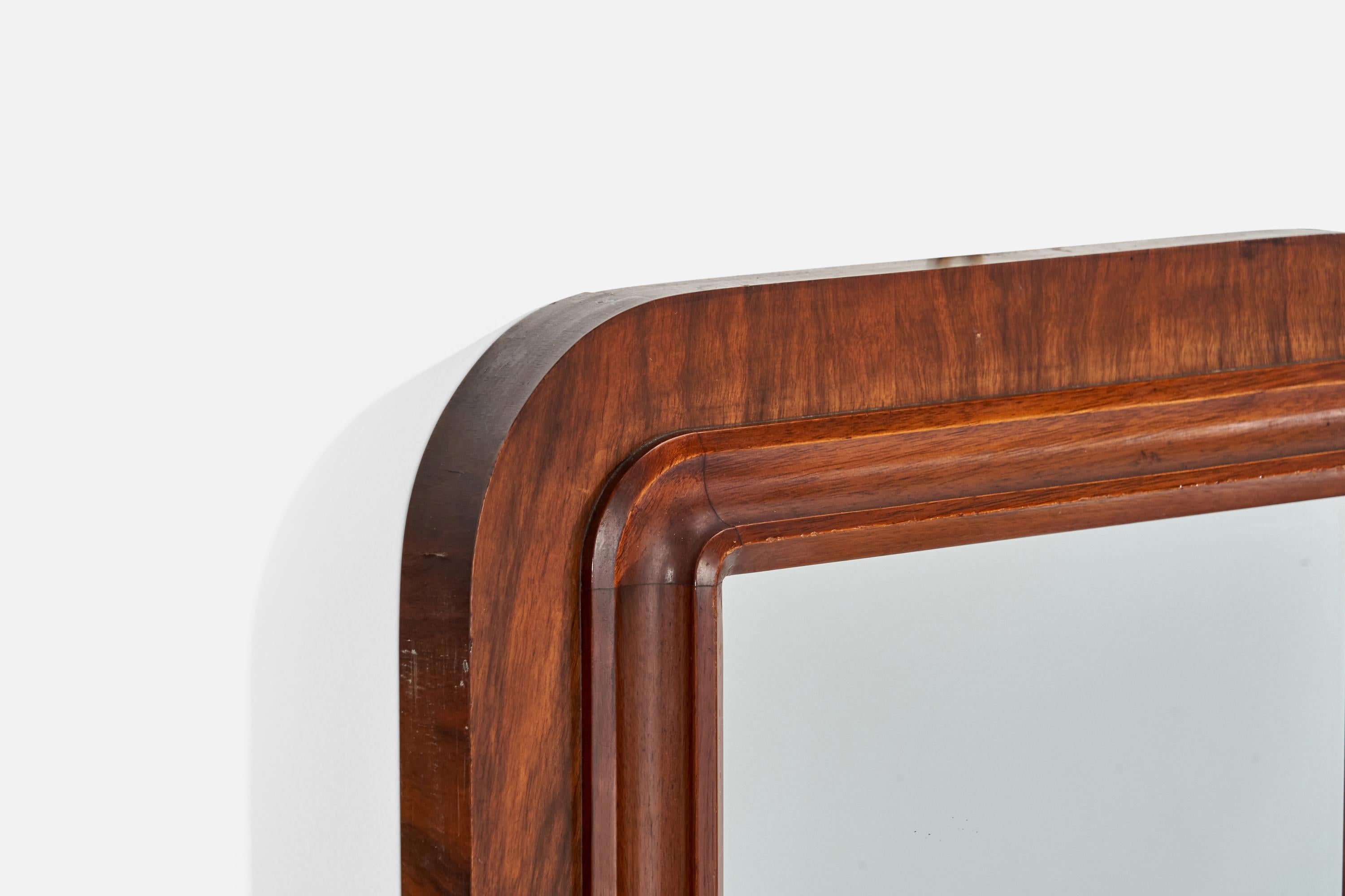 Diseñador Italiano, Espejo de Pared, Madera Oscura, Italia, Década de 1940 en Bueno estado para la venta en High Point, NC