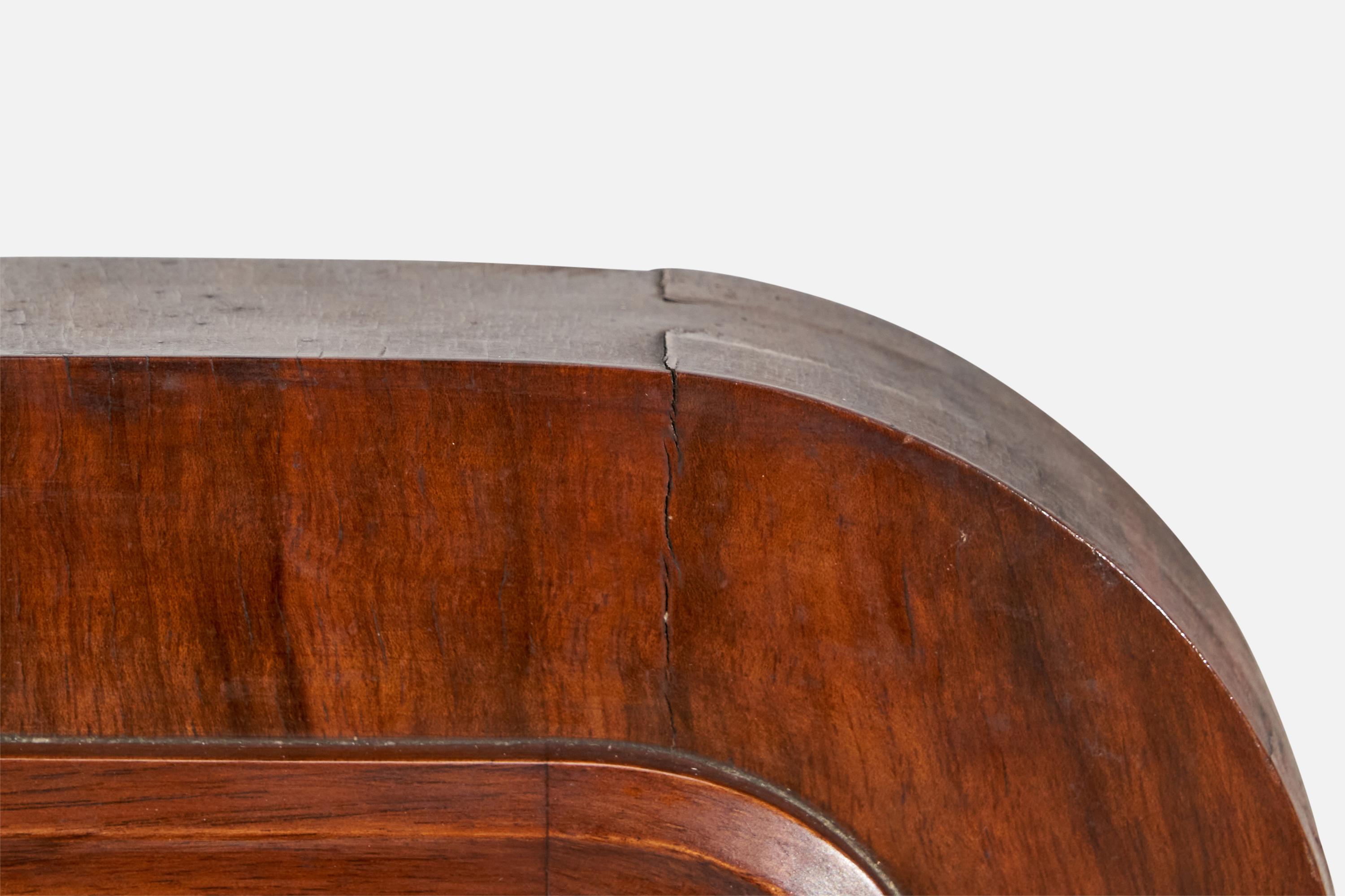 Diseñador Italiano, Espejo de Pared, Madera Oscura, Italia, Década de 1940 en venta 1