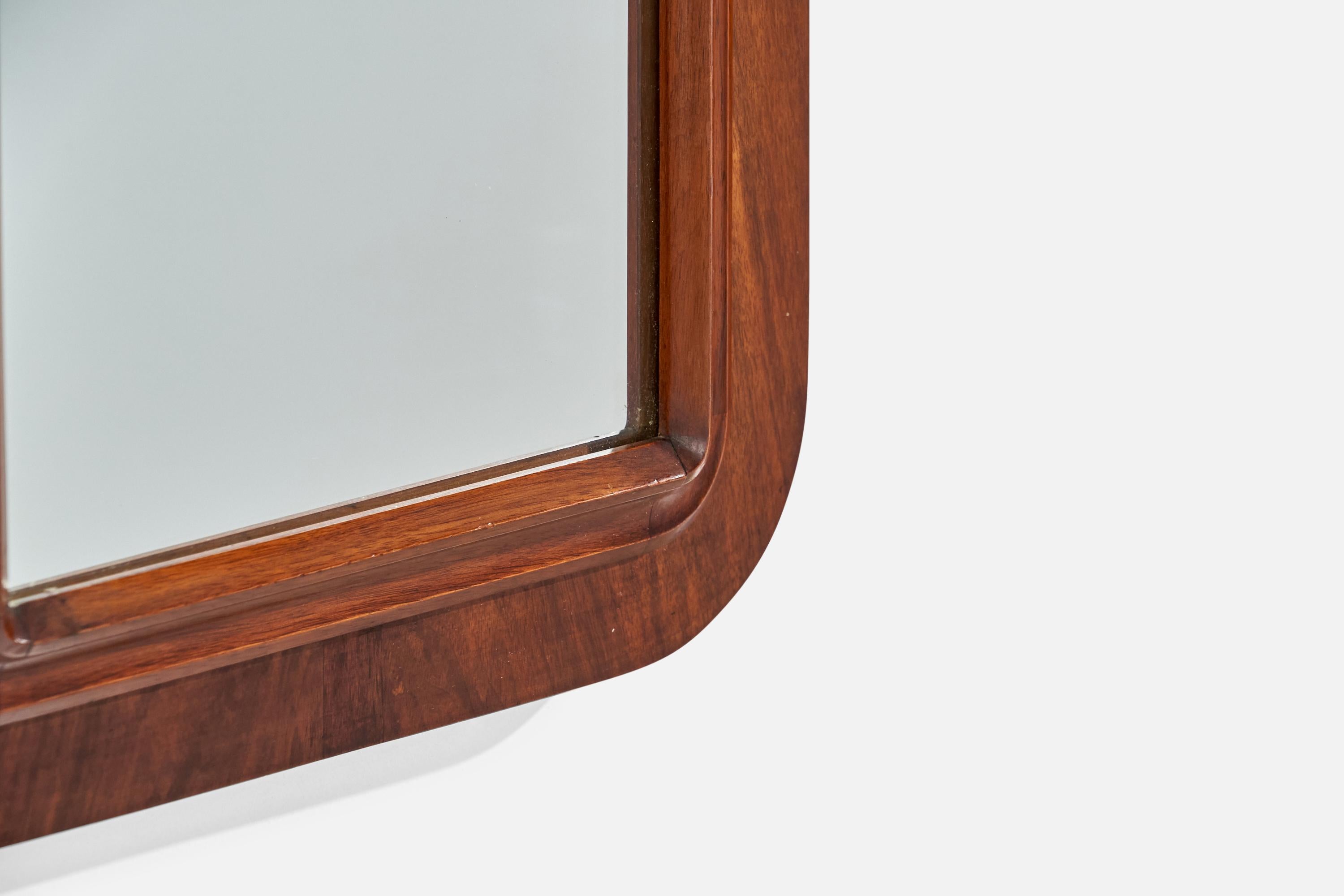 Diseñador Italiano, Espejo de Pared, Madera Oscura, Italia, Década de 1940 en venta 3