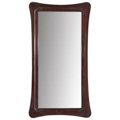 Italian Designer, Wall Mirror, Dark-Stained Wood, Italy, 1940s
