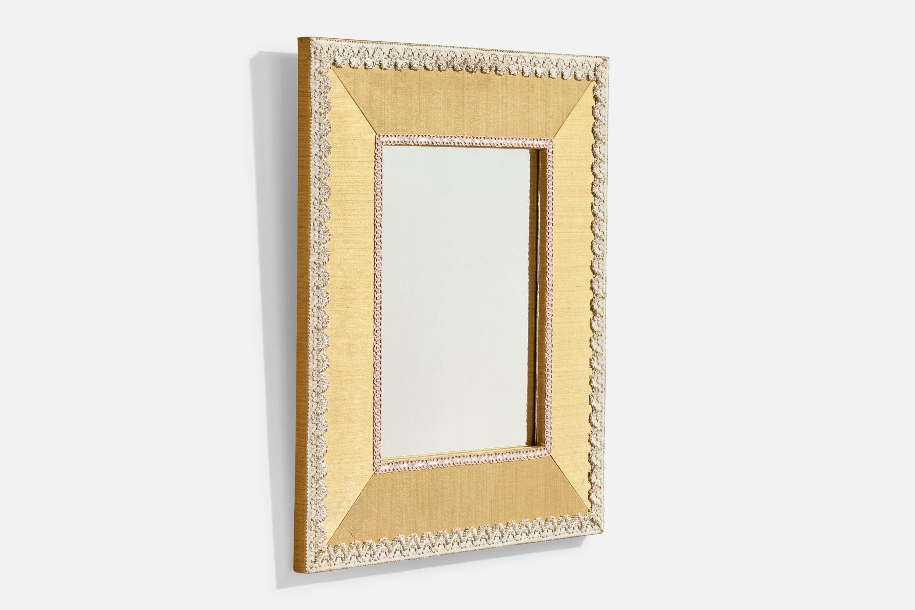 Italian Designer, Wall Mirror, Fabric, Italy, 1940s In Fair Condition For Sale In High Point, NC