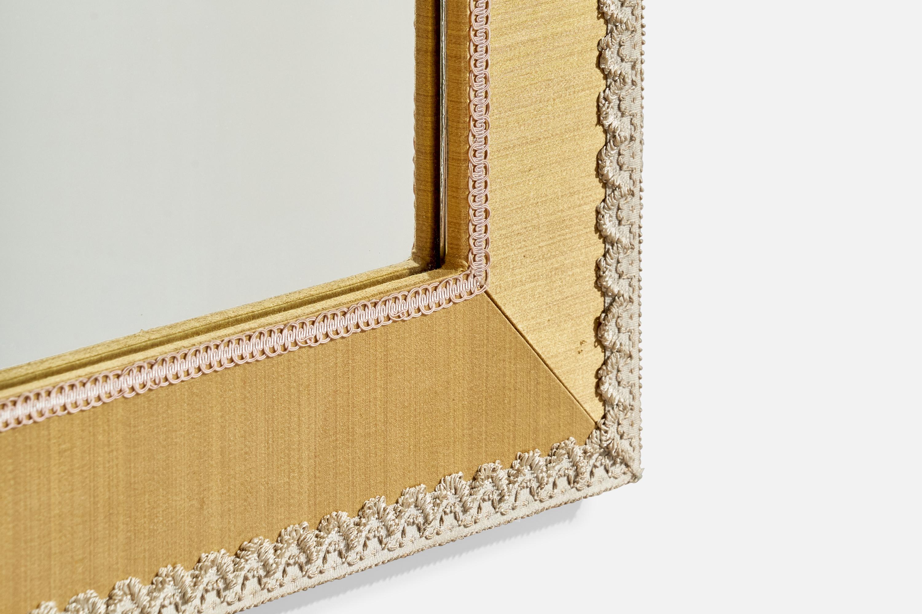 Italian Designer, Wall Mirror, Fabric, Italy, 1940s For Sale 3