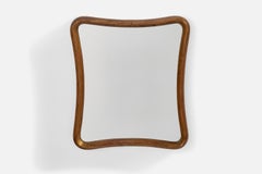 Diseñador italiano, Espejo de pared, Madera dorada, Espejo de cristal, Italia, años 40