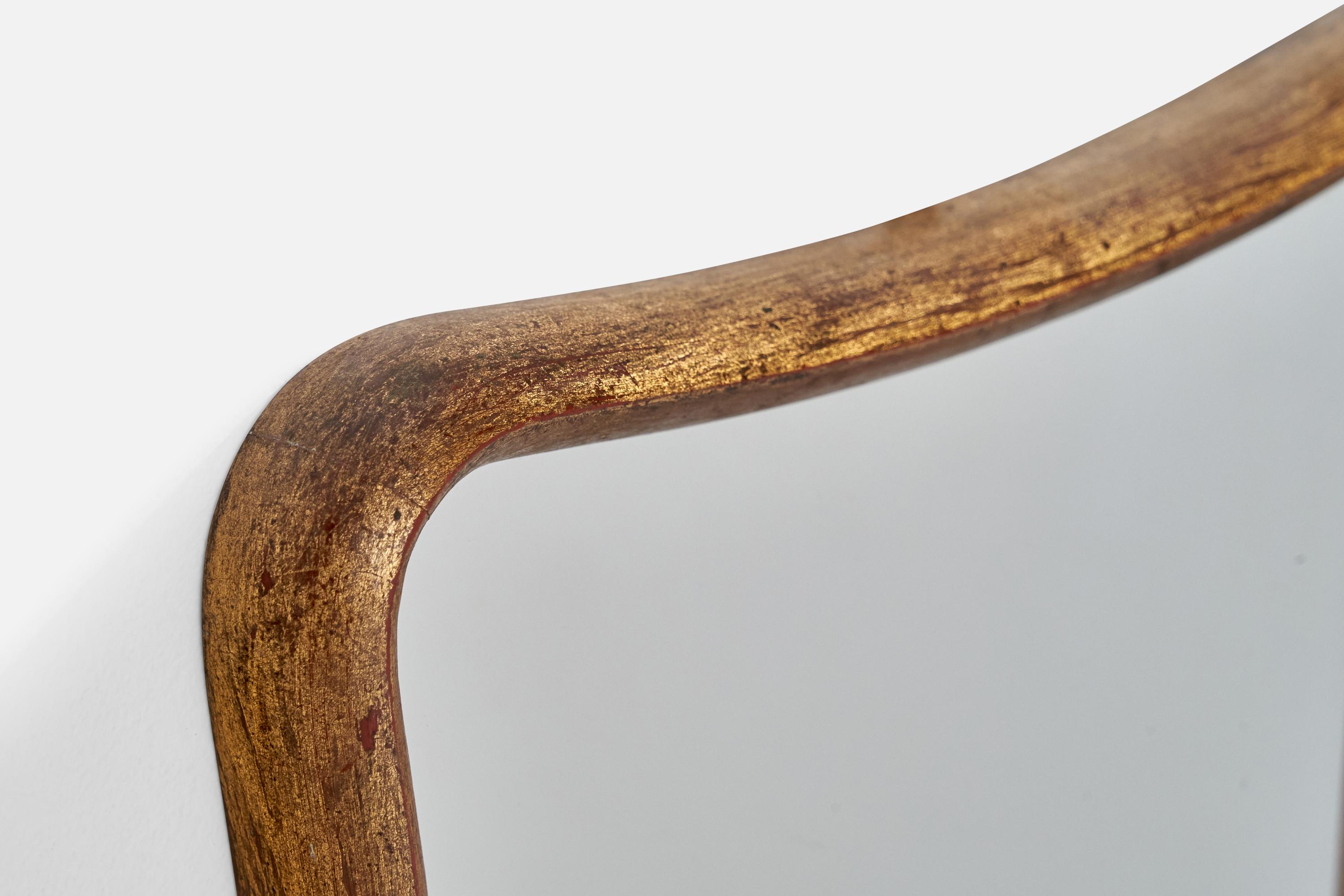 Italiano Designer italiano, specchio da parete, legno dorato, vetro a specchio, Italia, anni '40 in vendita