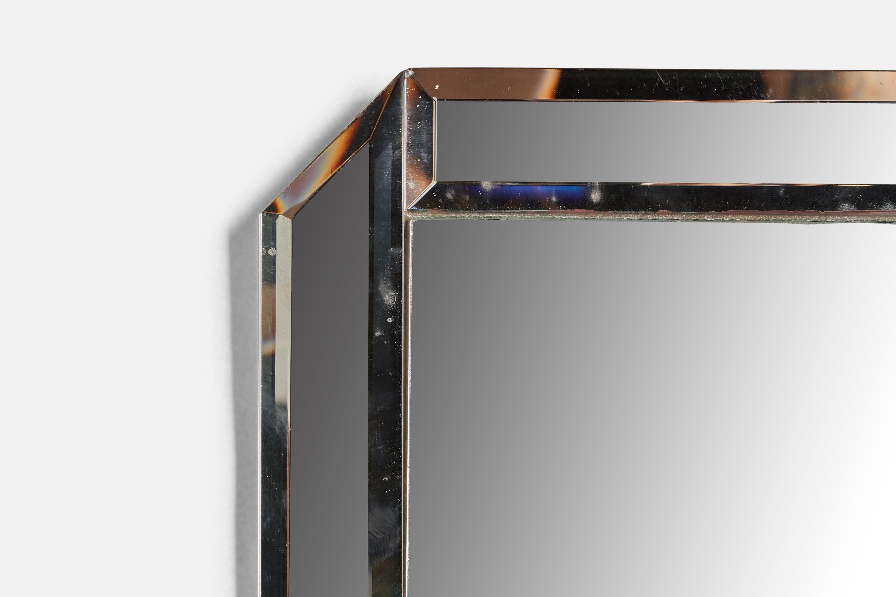 Modern Italian Designer, Wall Mirror, Glass, Italy, 1960s For Sale