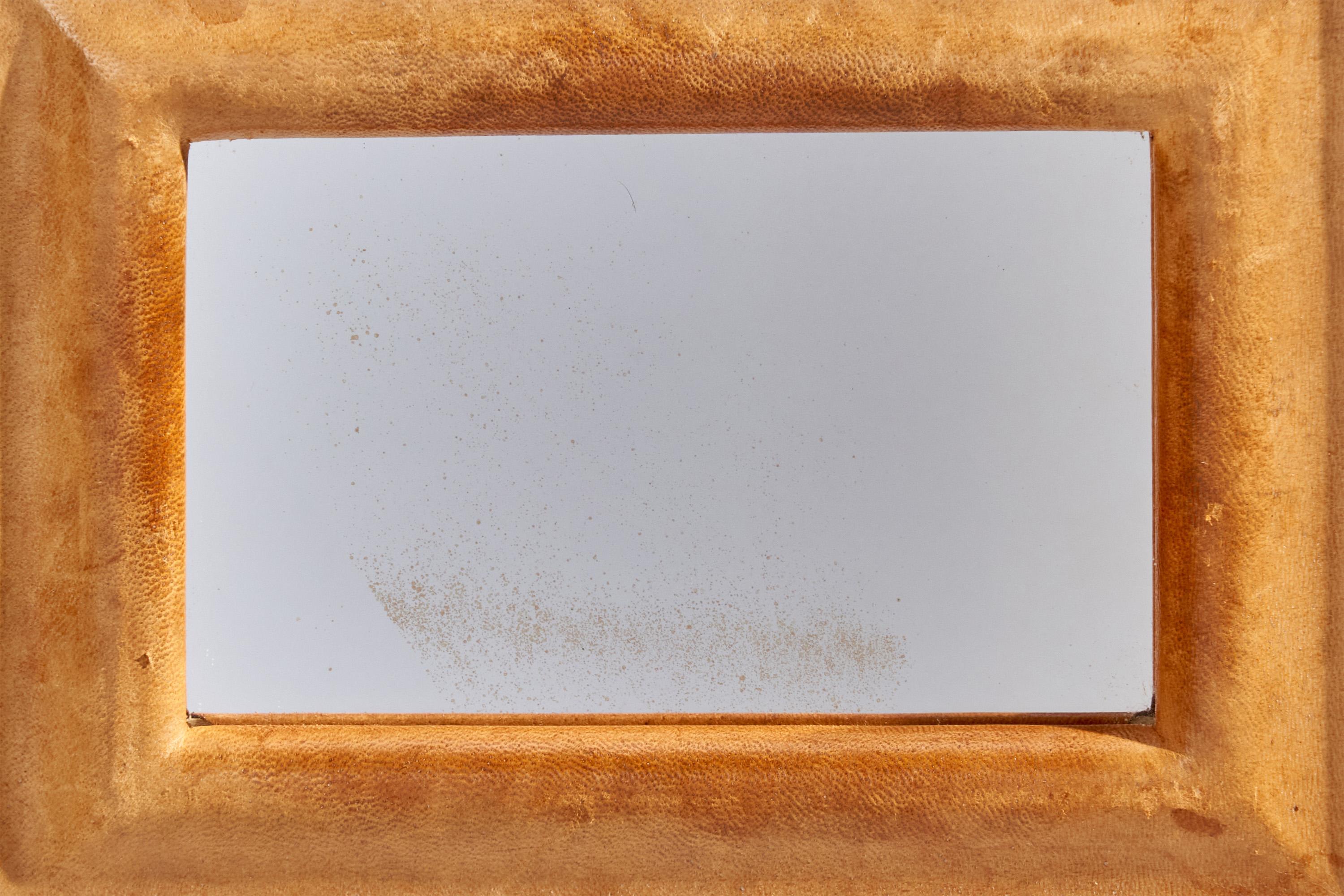 Italian Designer, Wall Mirror, Leather, Italy, 1940s For Sale 1