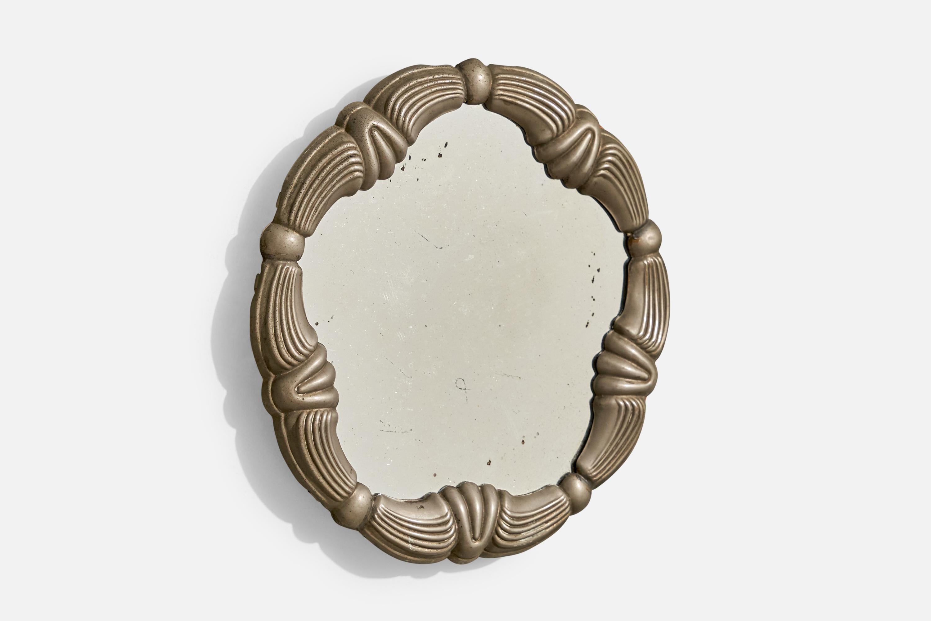Italian Designer, Wall Mirror, Metal, Italy, 1930s In Good Condition In High Point, NC