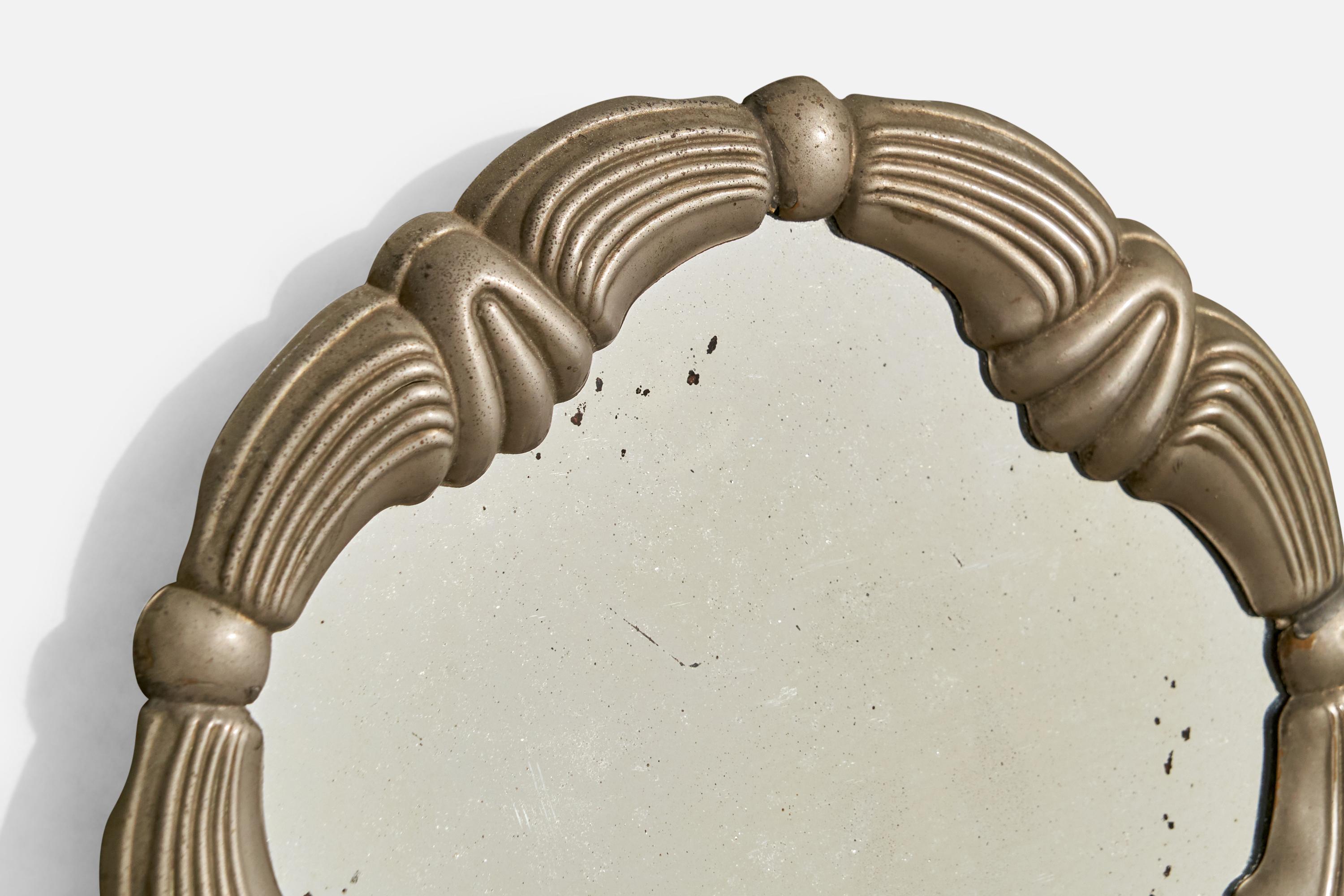Mid-20th Century Italian Designer, Wall Mirror, Metal, Italy, 1930s