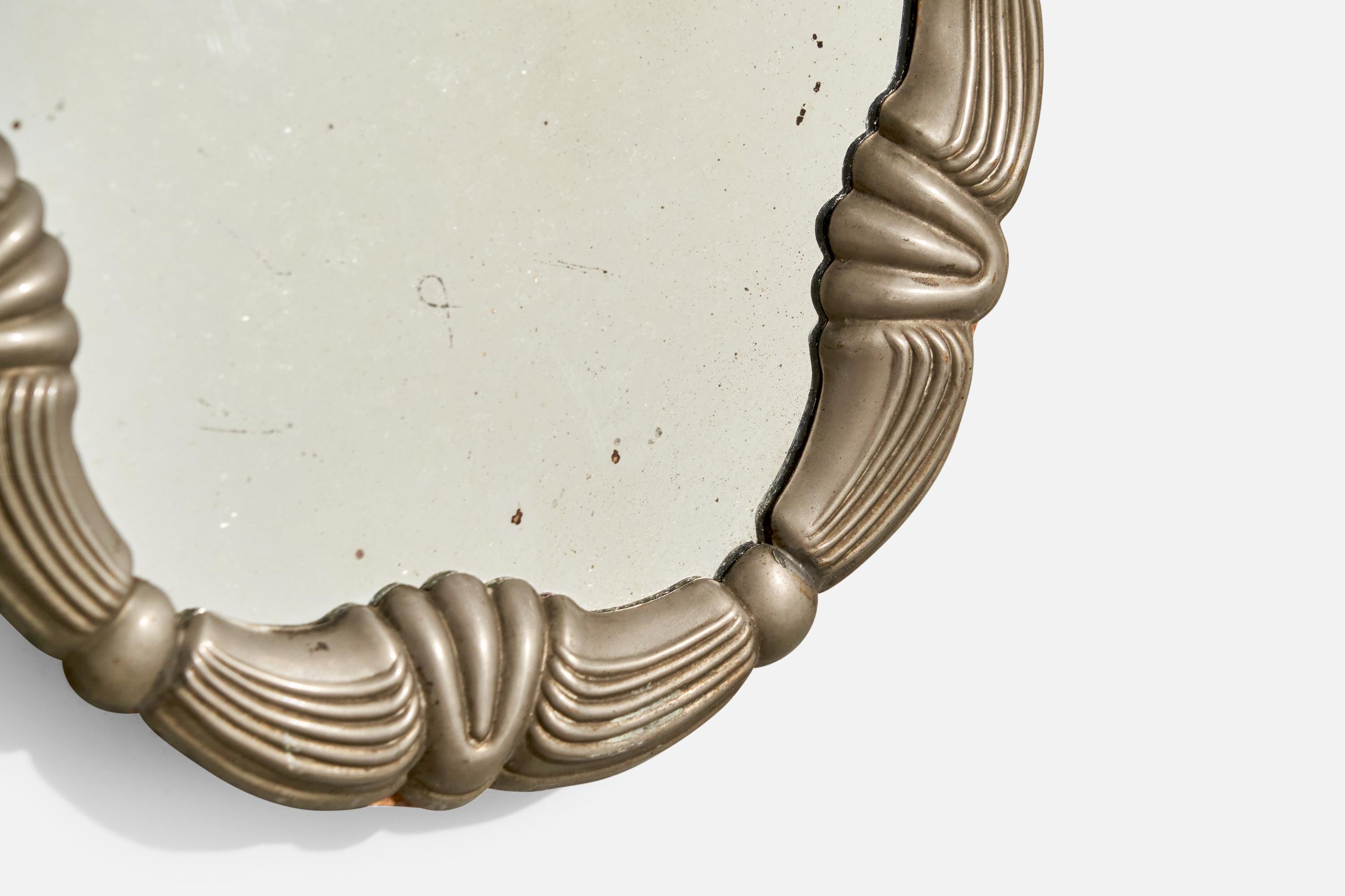 Italian Designer, Wall Mirror, Metal, Italy, 1930s 3