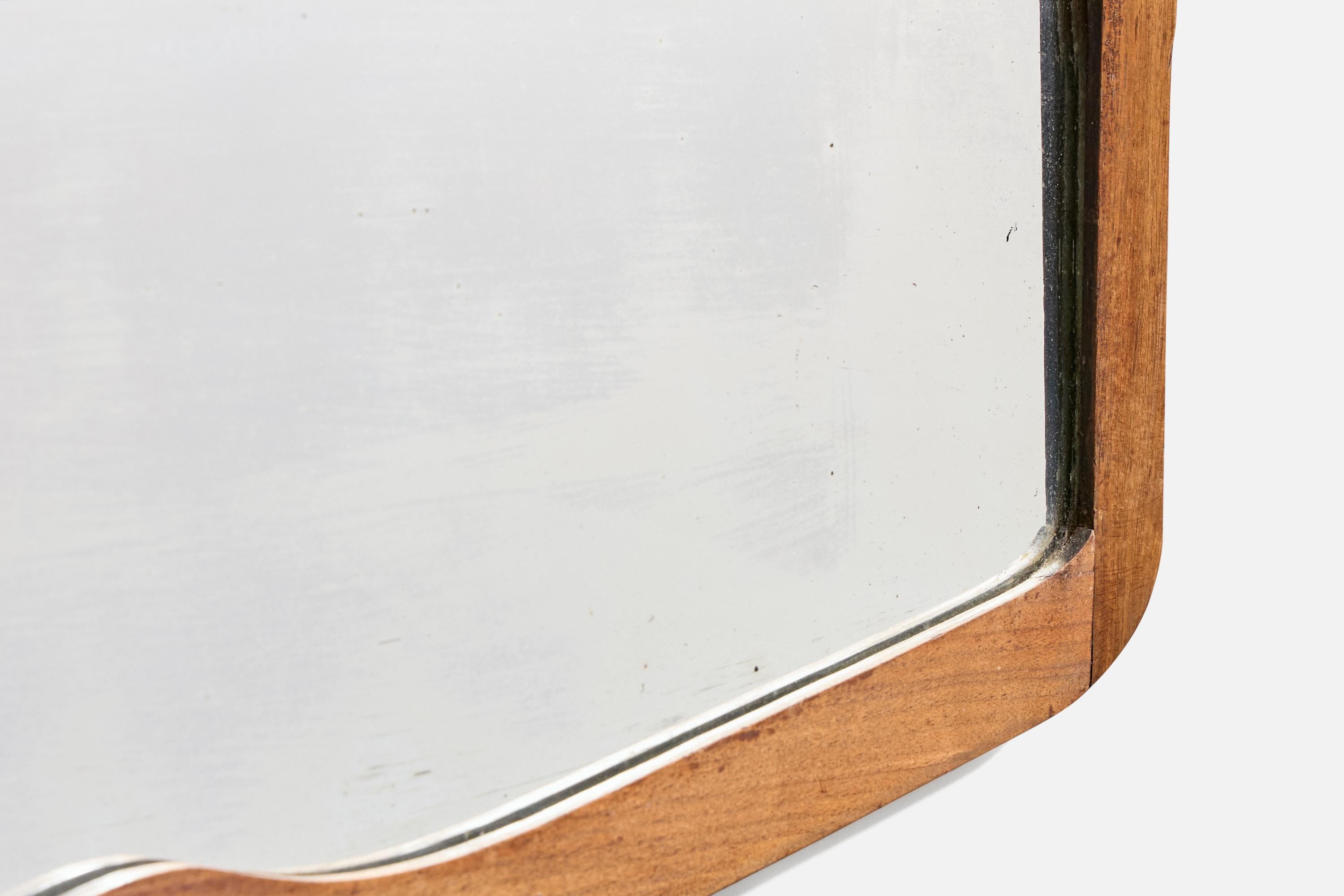 Specchio da parete di design italiano, Oak, vetro a specchio, Italia, anni '40 in vendita 1