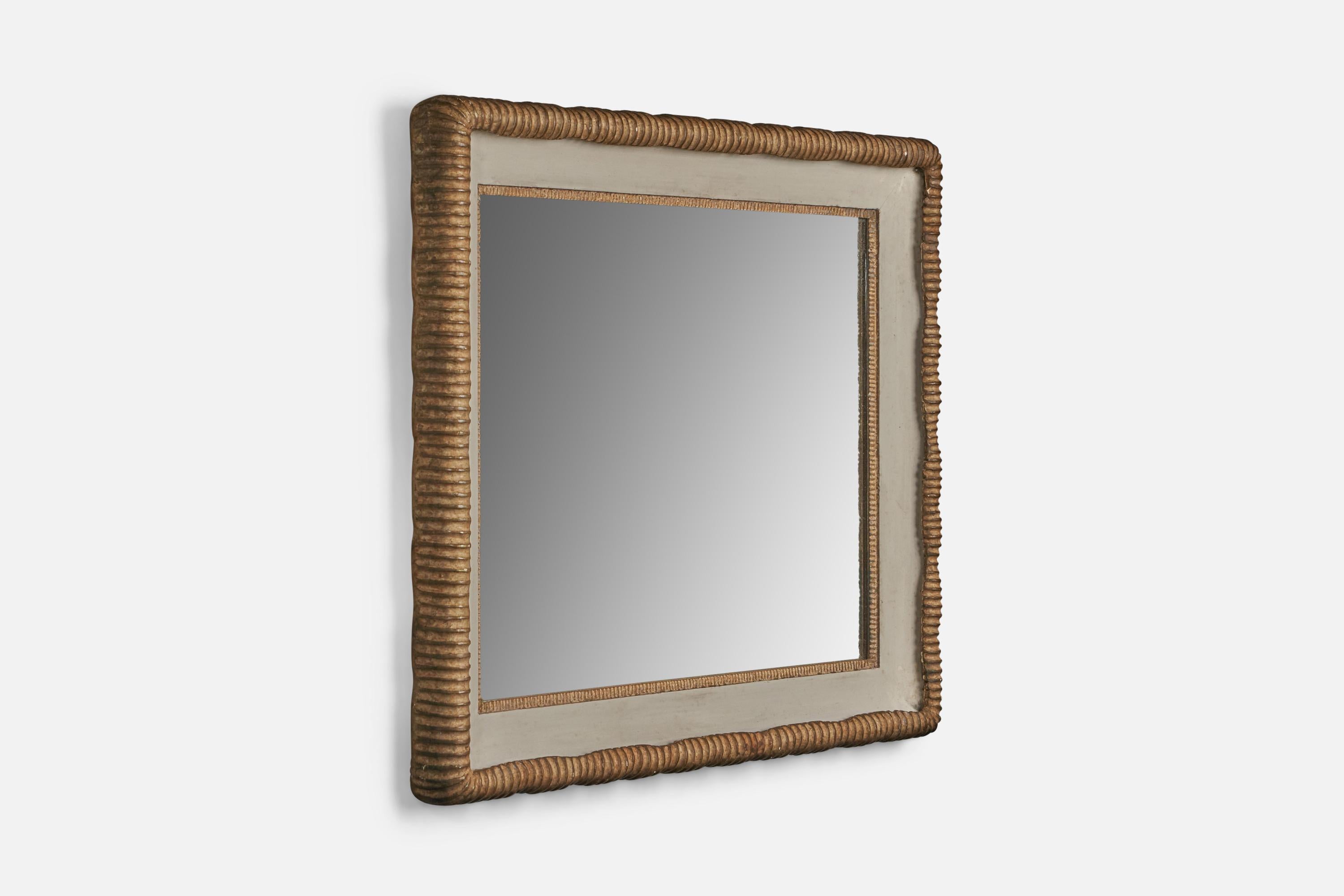 Mid-20th Century Italian Designer, Wall Mirror, Painted Wood, Italy, 1940s For Sale