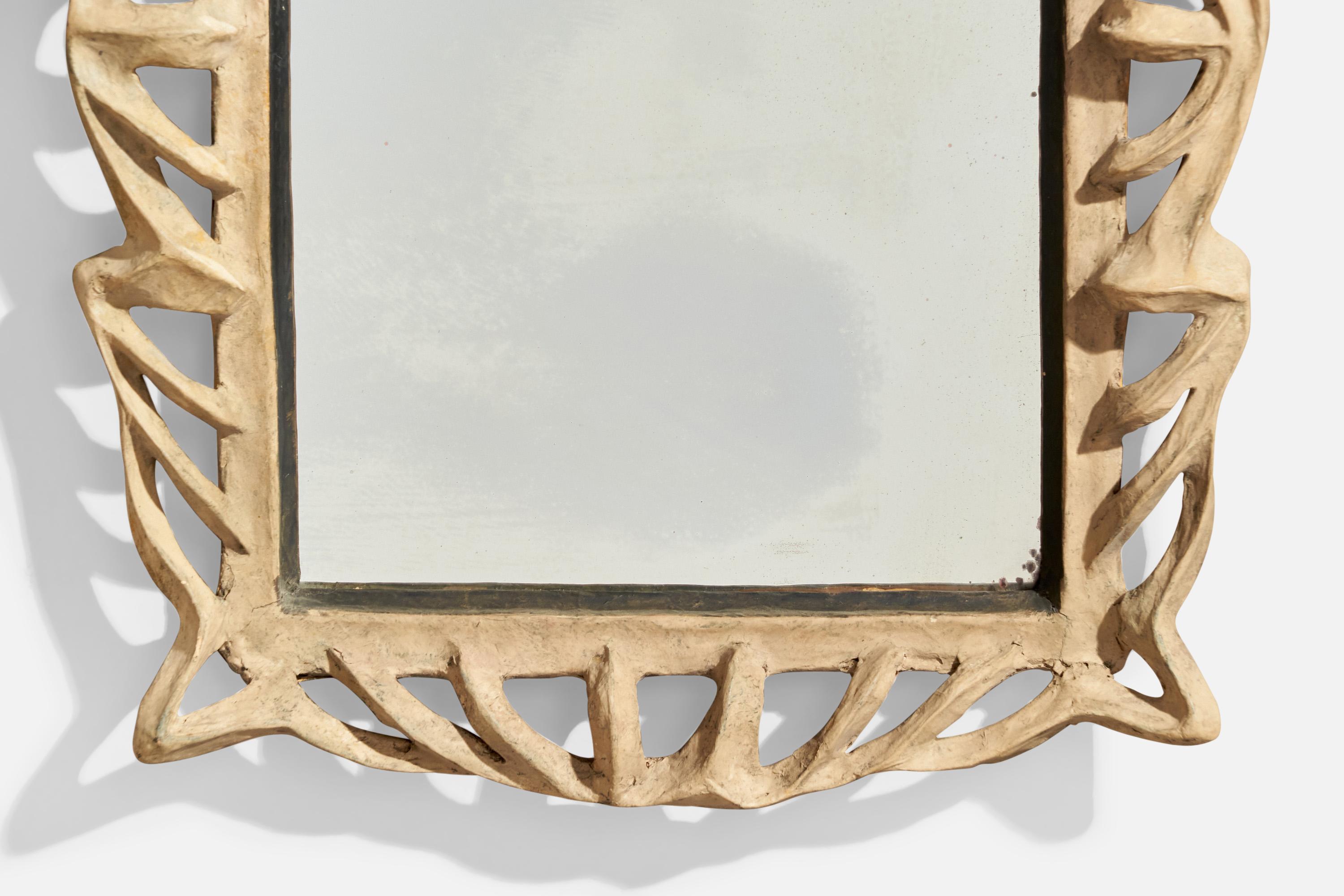 Inizio XX secolo Designer italiano, specchio da parete, cartapesta, Italia, 1900 in vendita