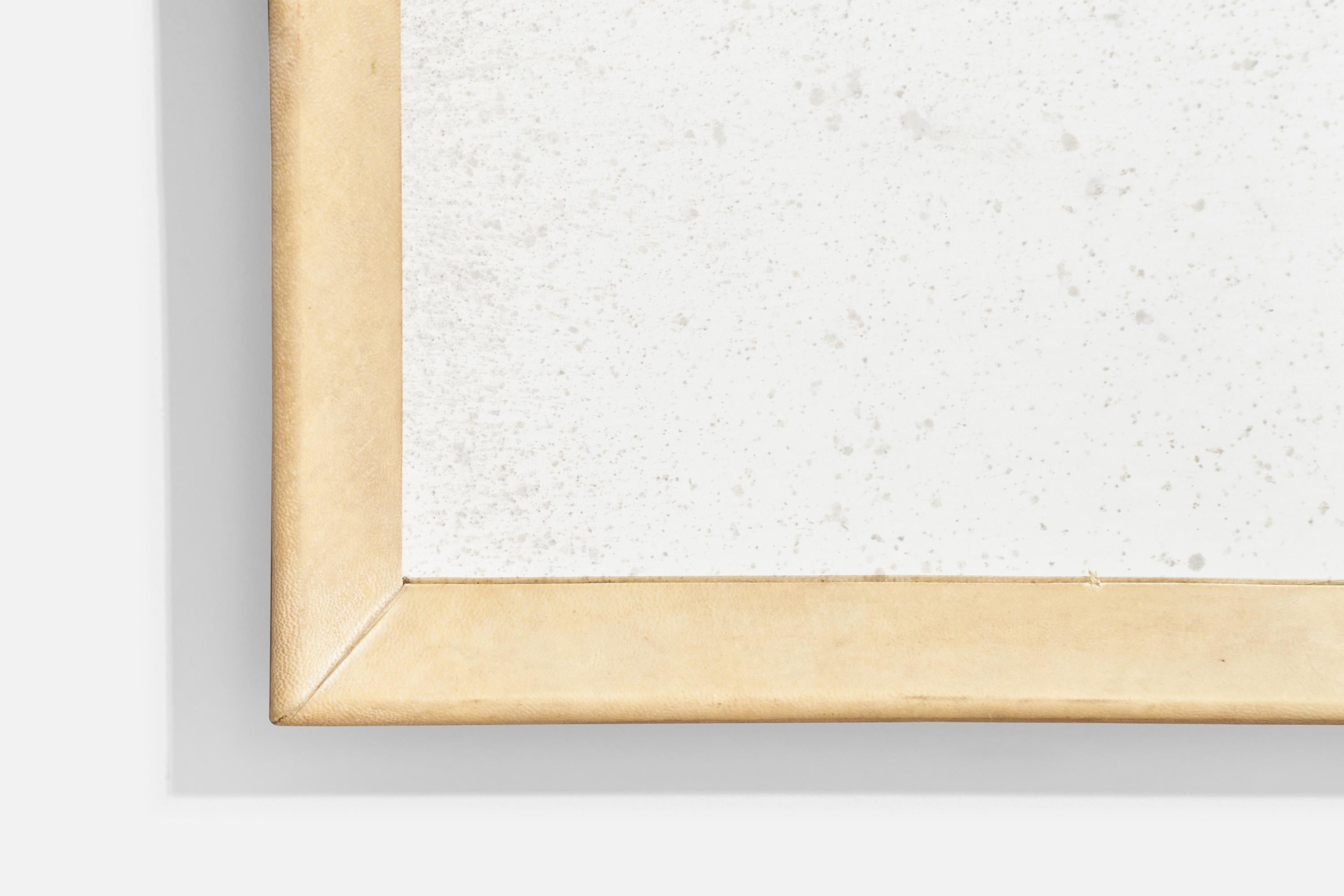 Diseñador italiano, Espejo de pared, Pergamino, Italia, Años 30 Papel pergamino en venta