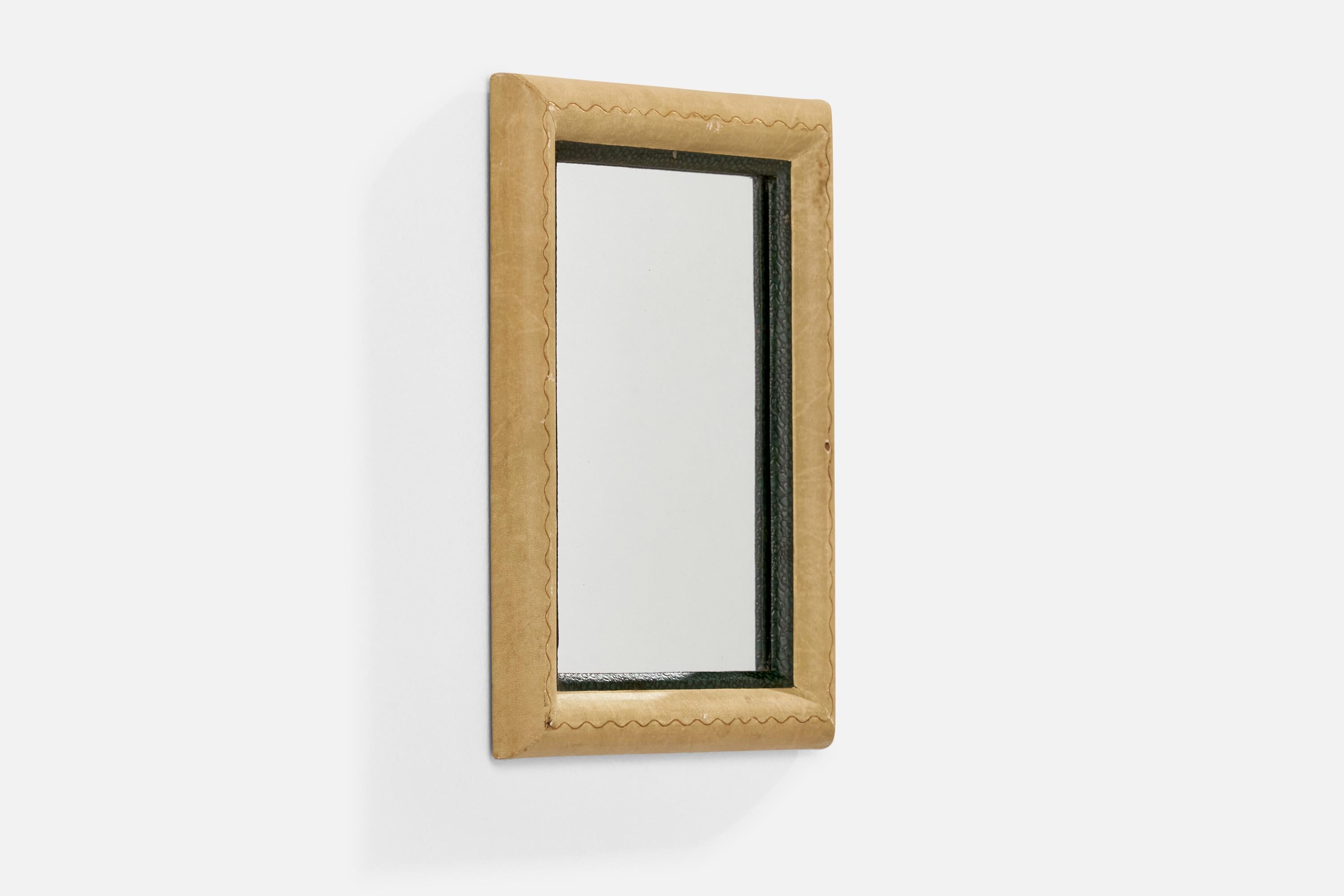 Diseñador italiano, Espejo de pared, Papel pergamino, Italia, años 40 Italiano en venta