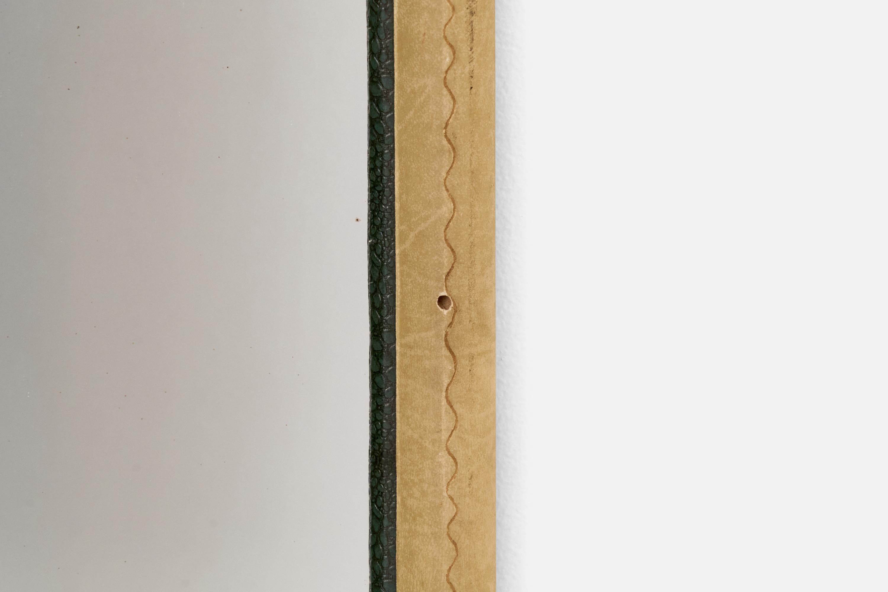 Diseñador italiano, Espejo de pared, Papel pergamino, Italia, años 40 en venta 3