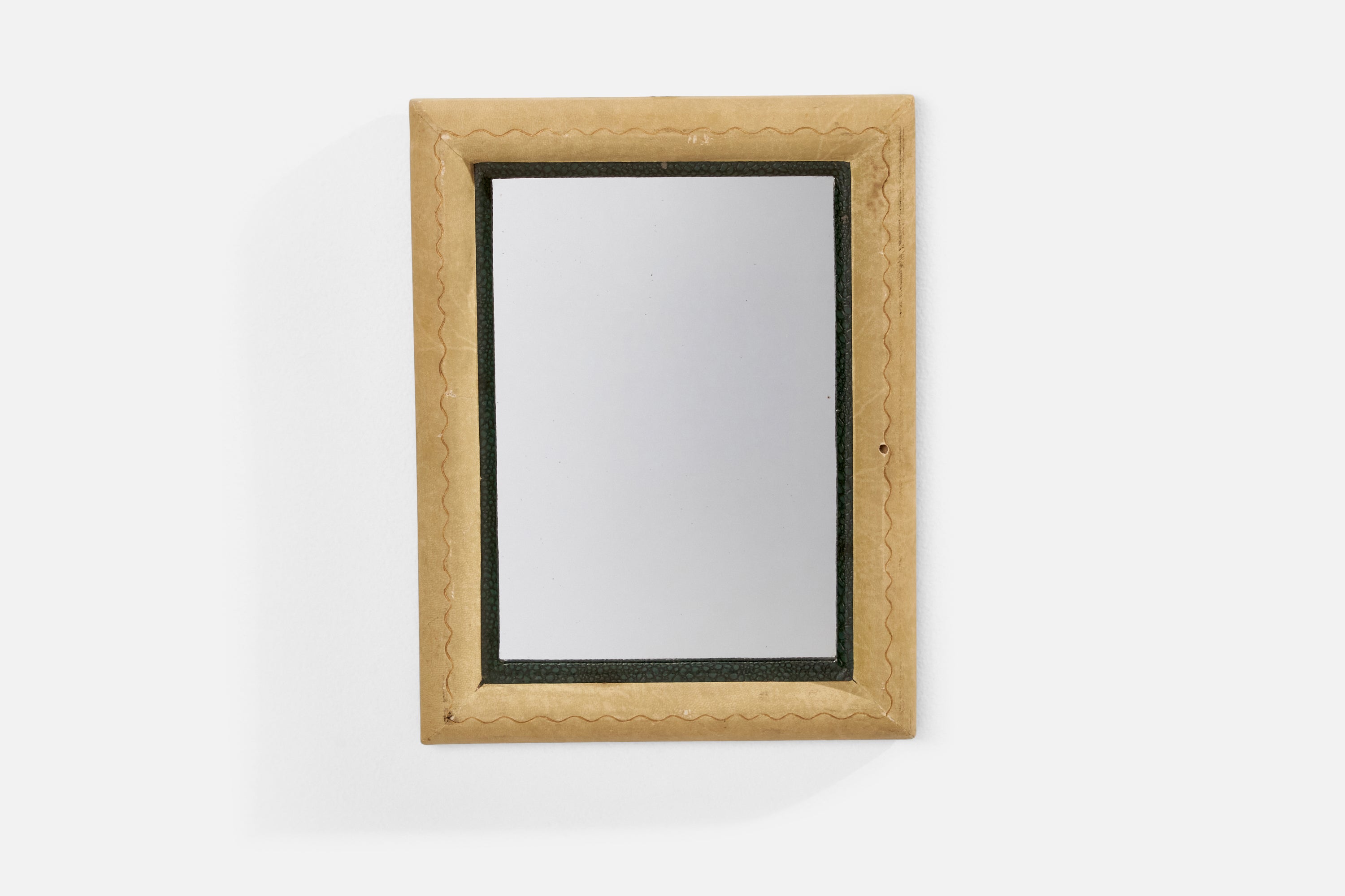 Diseñador italiano, Espejo de pared, Papel pergamino, Italia, años 40