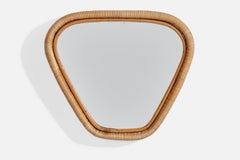 Italienischer Designer, Wandspiegel, Rattan, Bambus, Italien, 1960er Jahre