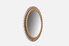 Italian Designer, Wall Mirror, Rattan, Bamboo, Italy, 1960s