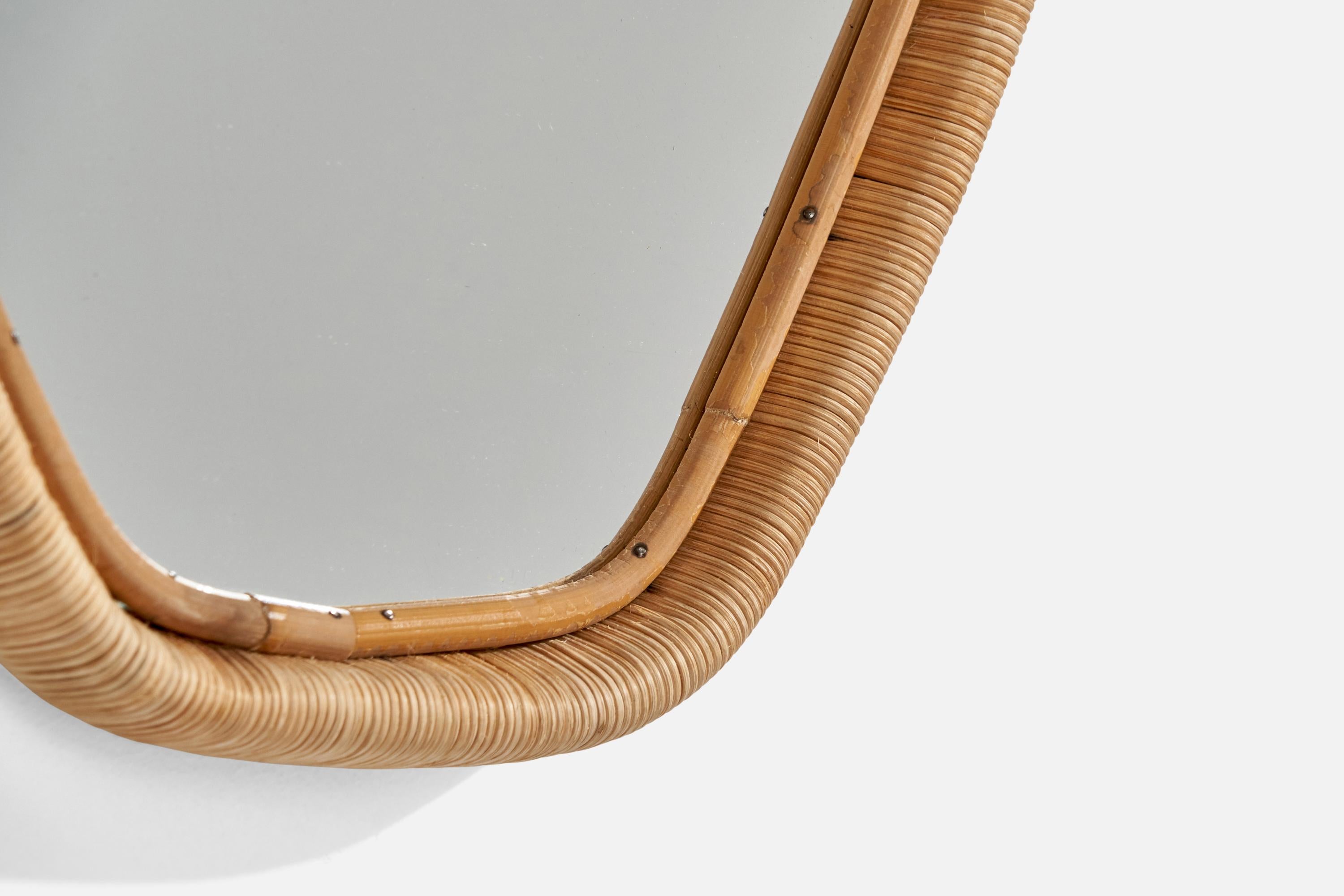 Bambù Specchio da parete di design italiano, rattan, bambù, Italia, anni '60 in vendita