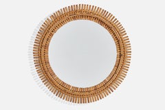 Italienischer Designer, Wandspiegel, Rattan, Bambus, Italien, 1960er Jahre