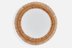 Italian Designer, Wall Mirror, Rattan, Bamboo, Italy, 1960s