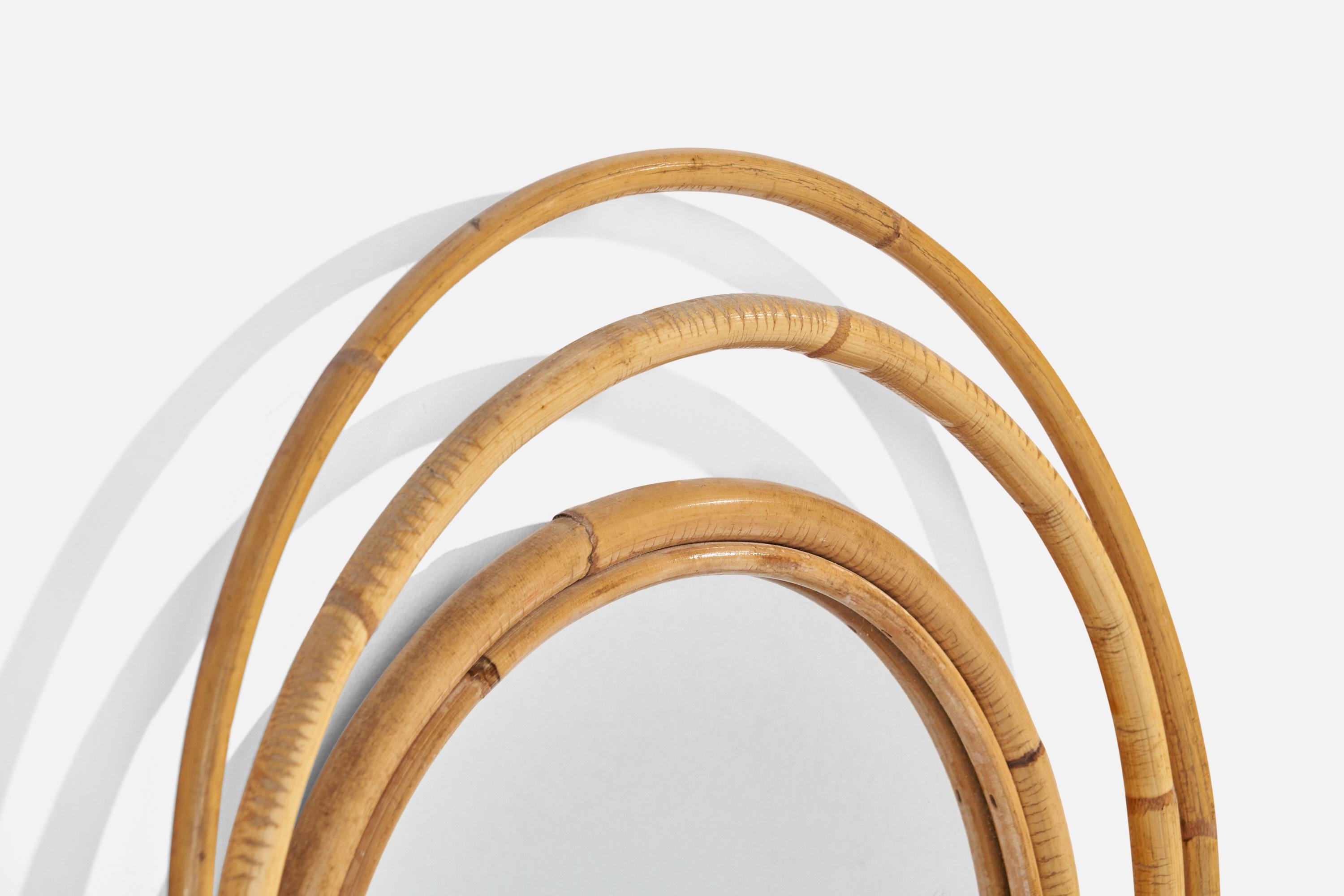 Italiano Specchio da parete di design italiano, rattan, bambù, Italia, anni '50 circa in vendita