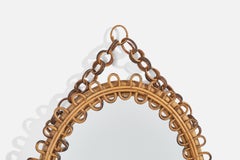 Italienischer Designer, Wandspiegel, Rattan, Bambus, Spiegelglas, Italien, 1950er Jahre