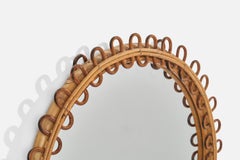 Italienischer Designer, Wandspiegel, Rattan, Bambus, Spiegelglas, Italien, 1950er Jahre