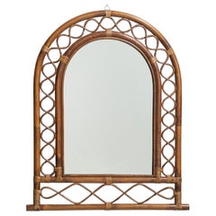 Italian Designer, Wall Mirror, Rattan, Bamboo, Mirror, Italy, c. 1950s