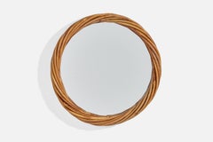 Specchio da parete di design italiano, Rattan, Italia, anni '60