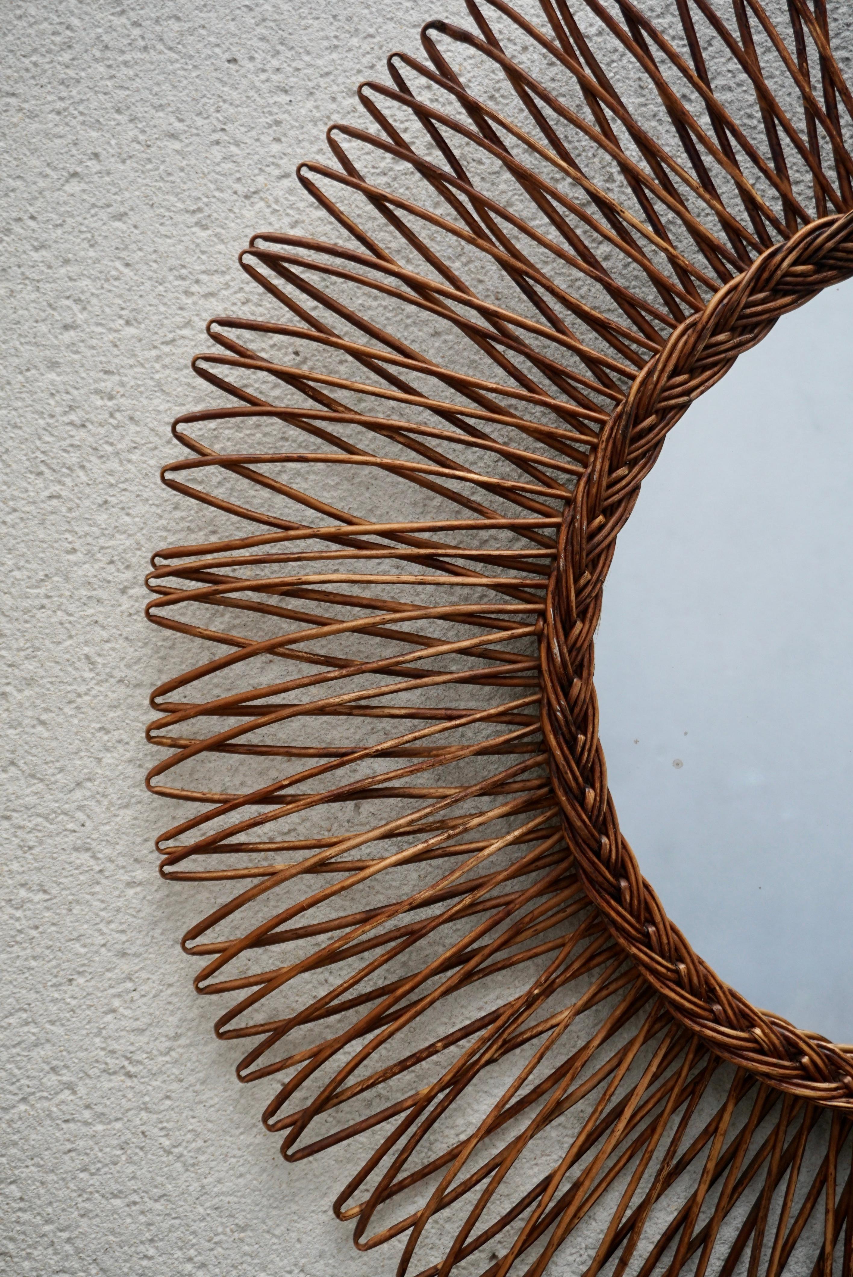 Italian Designer, Wall Mirror, Rattan, Italy, 1960s In Good Condition For Sale In Antwerp, BE
