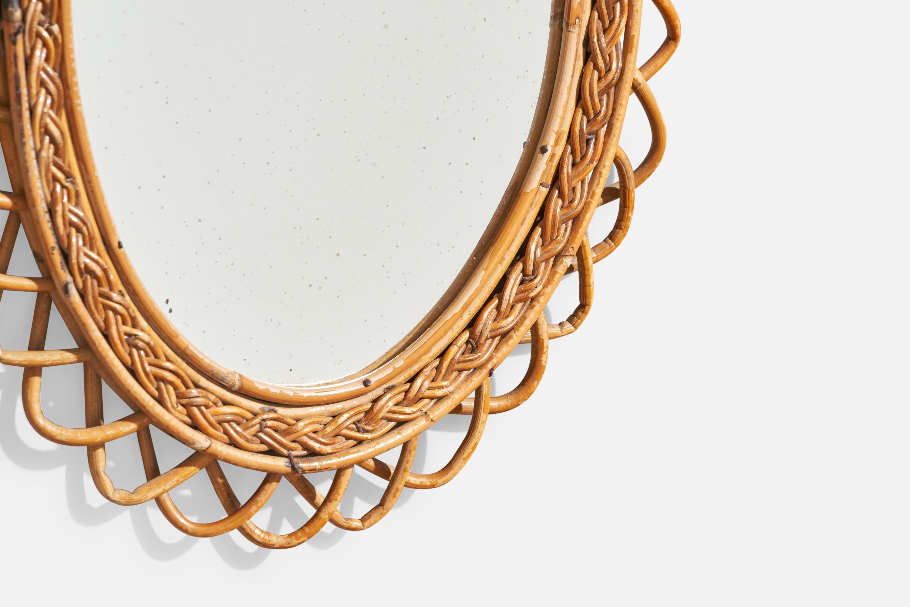 Specchio da parete di design italiano, Rattan, Italia, anni '60 in vendita 2