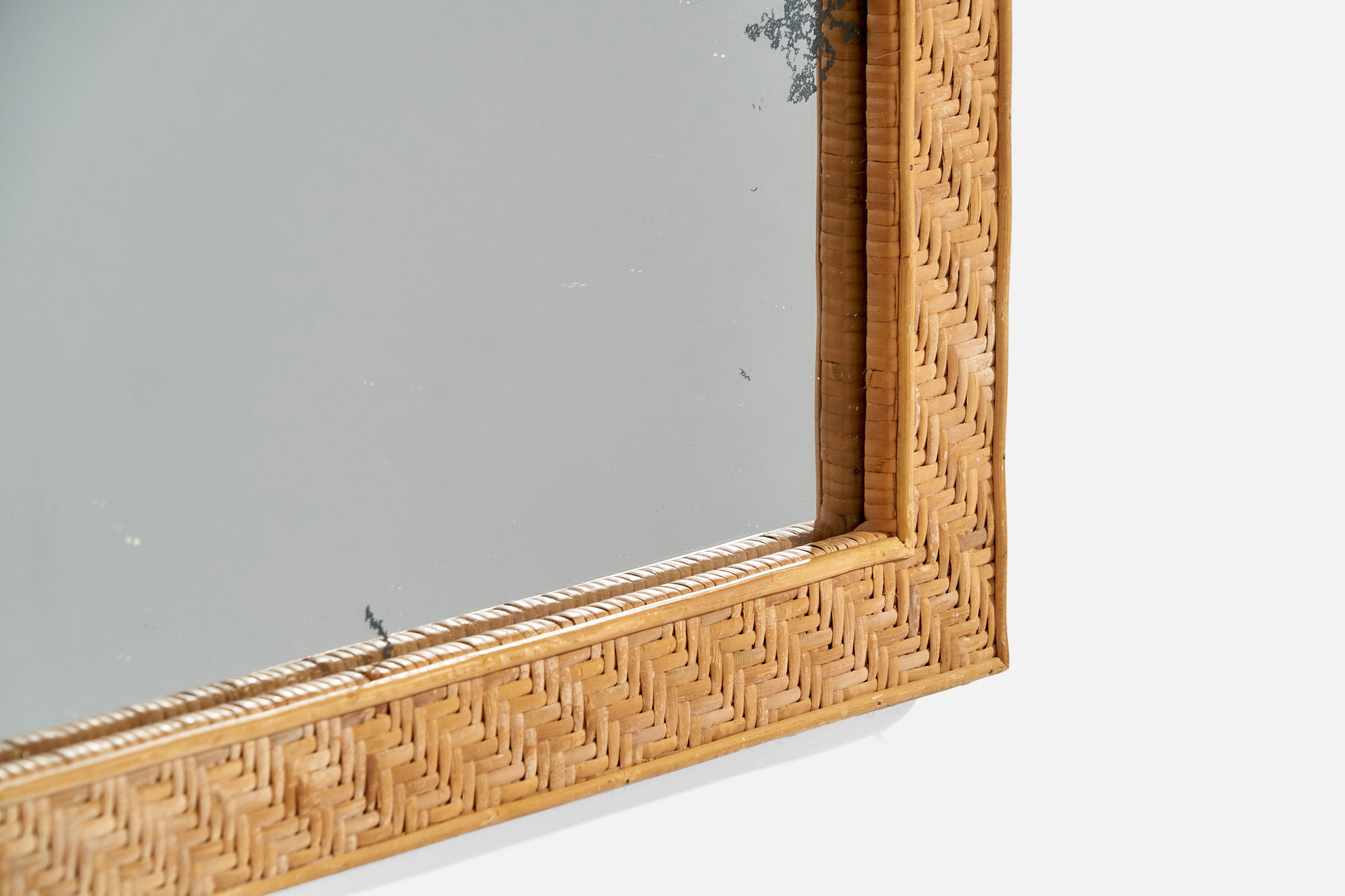 Specchio da parete di design italiano, Rattan, Italia, anni '60 in vendita 1