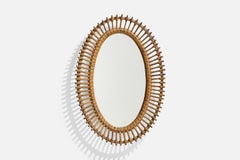 Italian Designer, Wall Mirror, Rattan, Italy, 1960s
