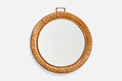 Italian Designer, Wall Mirror, Rattan, Italy, 1970s