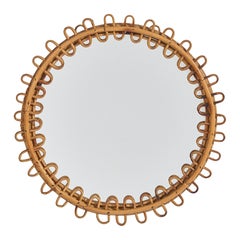 Italian Designer, Wall Mirror, Rattan, Italy, c. 1950s