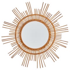 Italian Designer, Wall Mirror, Rattan, Italy, c. 1950s