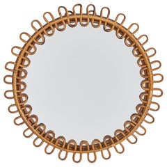 Italian Designer, Wall Mirror, Rattan, Italy, c. 1950s