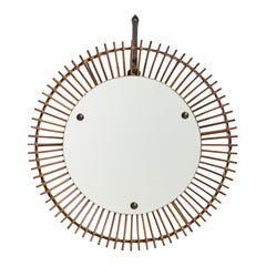 Italian Designer, Wall Mirror, Rattan, Italy, C. 1950s