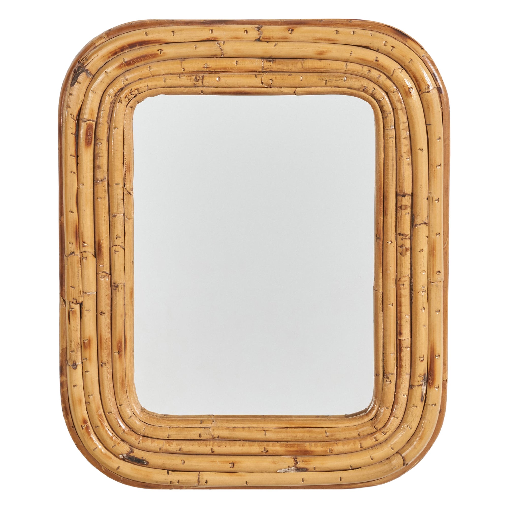 Specchio da parete di design italiano, Rattan, Italia, anni '50 ca. in vendita