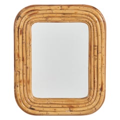 Italian Designer, Wall Mirror, Rattan, Italy, c. 1950s