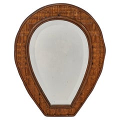 Italian Designer, Wall Mirror, Rattan, Mirror Glass, Italy, c. 1940s