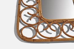 Italian Designer, Wall Mirror, Rattan, Italy, c. 1950s
