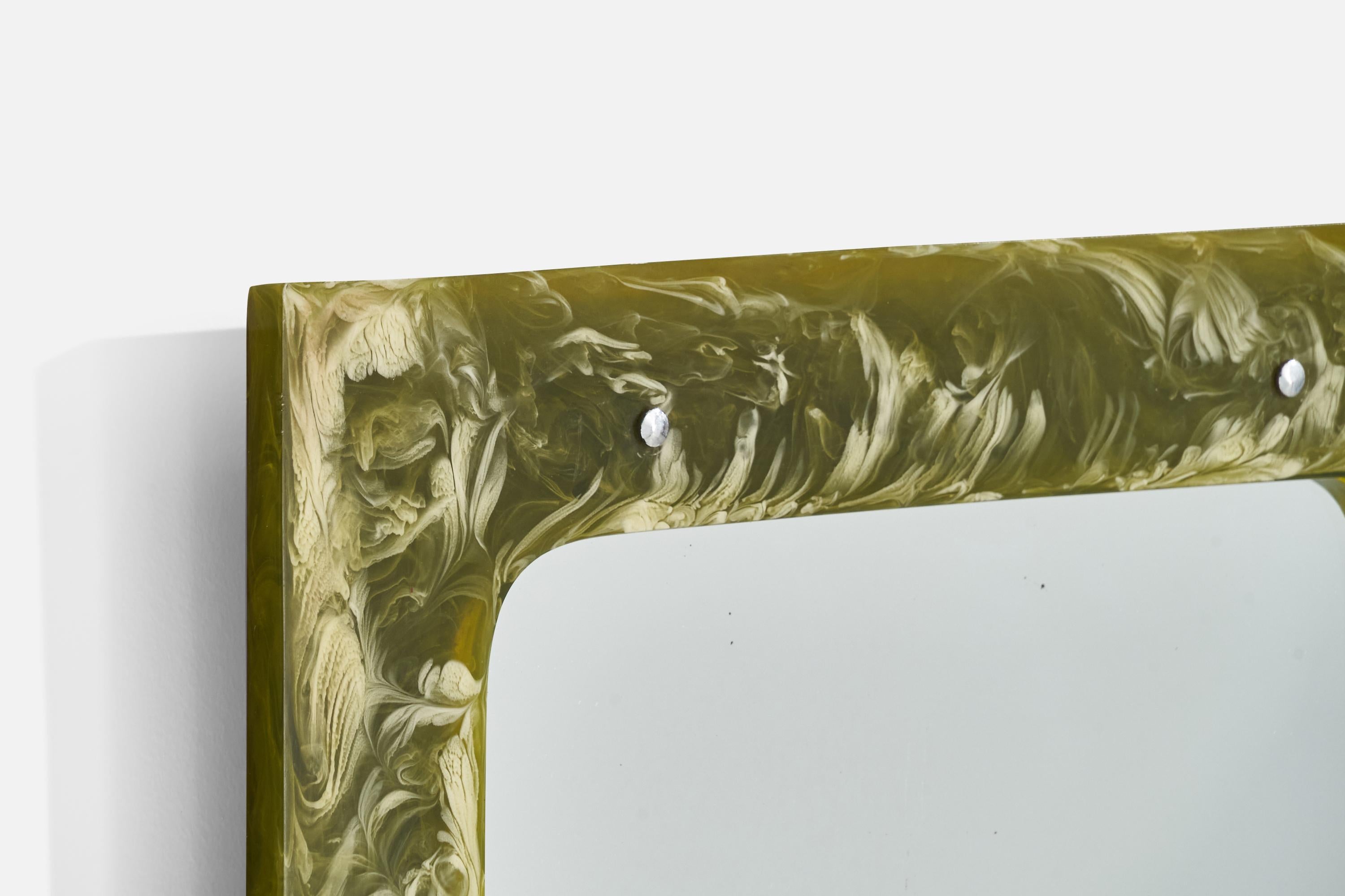 Mid-20th Century Italian Designer, Wall Mirror, Resin, Metal, Italy, 1960s For Sale
