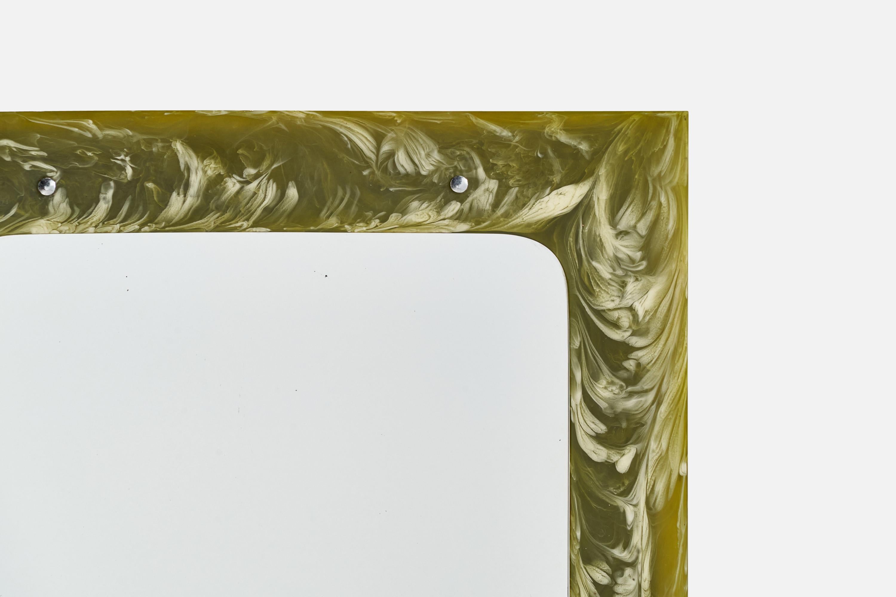 Italian Designer, Wall Mirror, Resin, Metal, Italy, 1960s For Sale 1