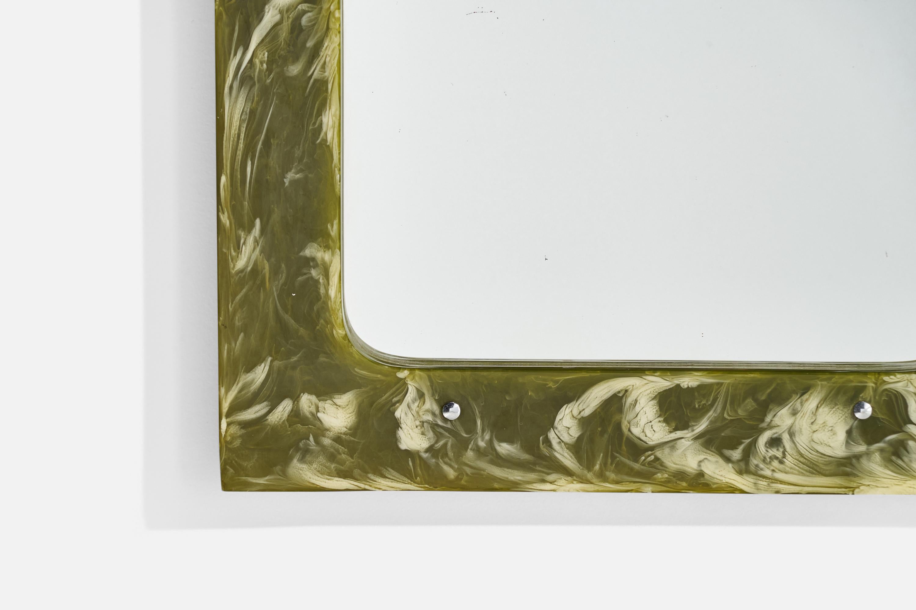 Italian Designer, Wall Mirror, Resin, Metal, Italy, 1960s For Sale 2
