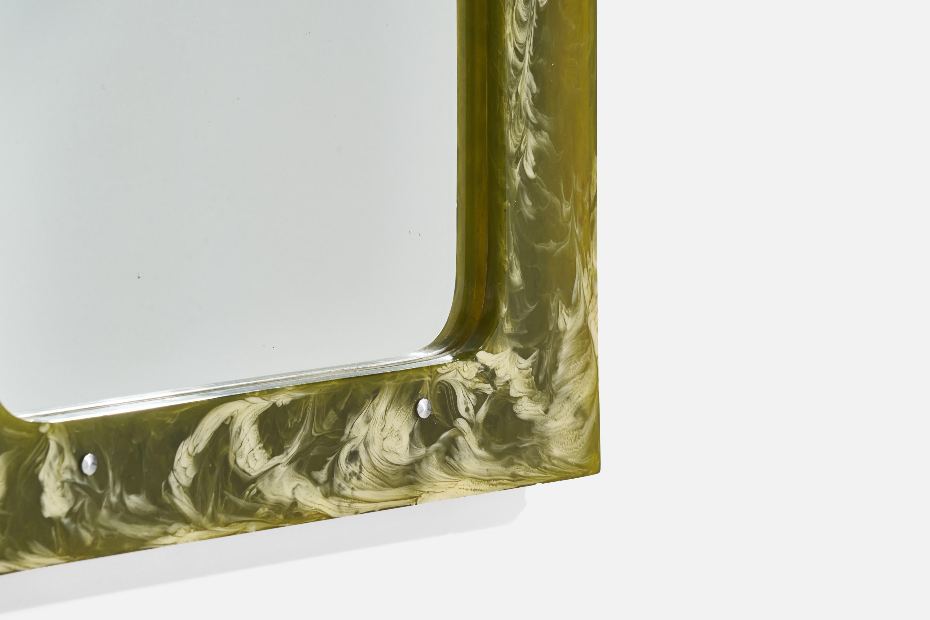 Italian Designer, Wall Mirror, Resin, Metal, Italy, 1960s For Sale 3