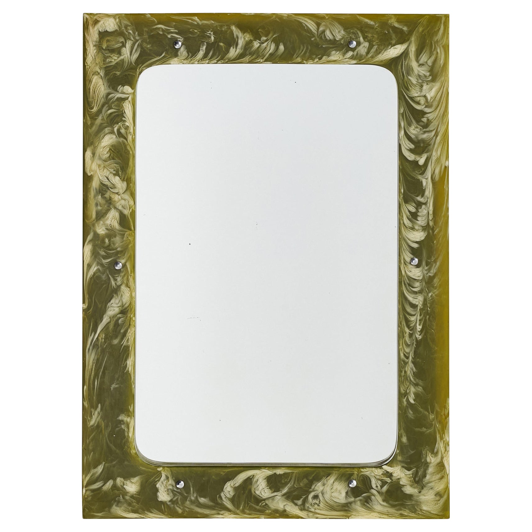 Italian Designer, Wall Mirror, Resin, Metal, Italy, 1960s