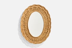 Italienischer Designer, Wandspiegel, Weide, Spiegelglas, Italien, ca. 1960er Jahre