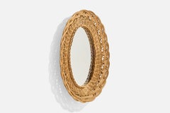 Italian Designer, Wall Mirror, Wicker, Mirror Glass, Italy, c. 1960s